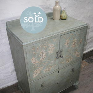 Pedran hand painted shabby chic  Cabinet with Two Drawers