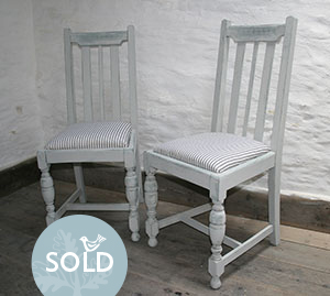 Pedran hand painted shabby chic  Pretty Pair of Oak Chairs