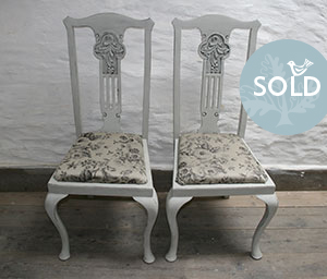 Pedran hand painted shabby chic  Pretty Pair of Queen Anne style chairs