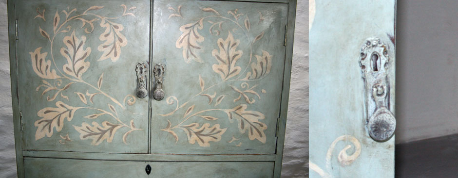 Pedran hand painted Cabinet with Two Drawers